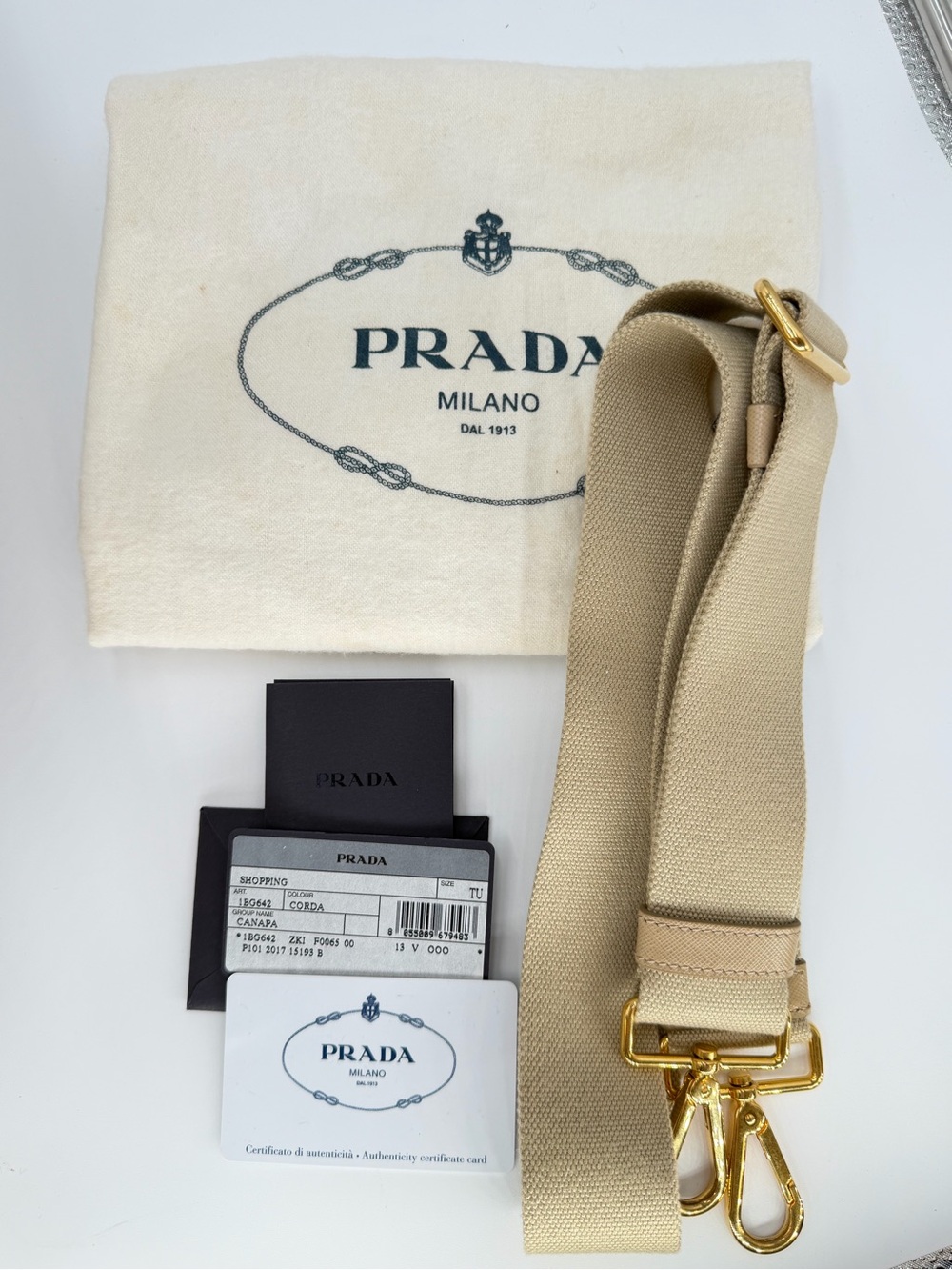 Prada Canapa Large Khaki Tote w/Dust Bag and Entrupy COA Very Good Condition - Picture 3 of 16
